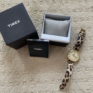 RARE* Leopard Print Gold Hardware Timex Watch